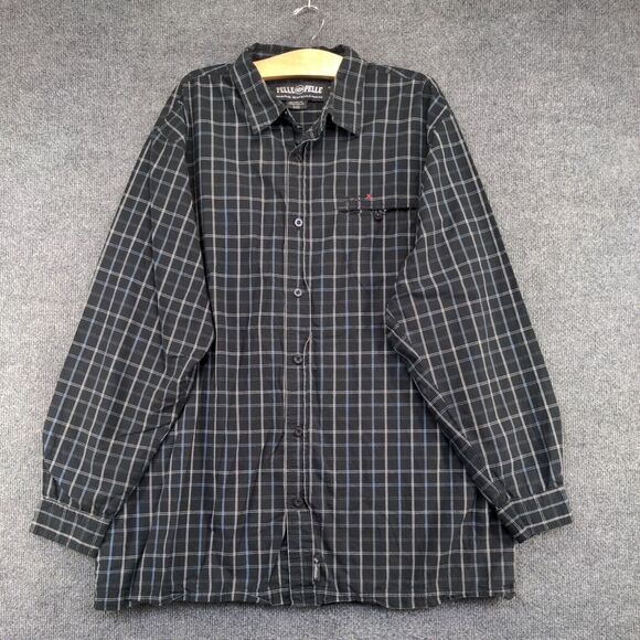 Pelle Pelle Marc Buchanan Men's Button-Up Shirt Black Check Large Long Sleeve - Picture 2 of 12
